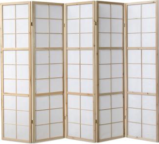 5fach Holz Paravent Raumteiler Shoji Wand natur