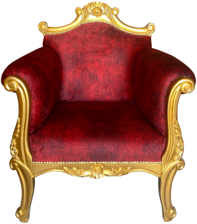 Casa Padrino Barock Sessel Rot / Gold - Handgefertigter Wohnzimmer Sessel im Barockstil - Barock Wohnzimmer Möbel