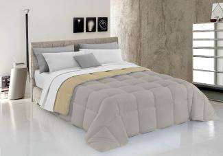 Italian Bed Linen Wintersteppdecke Elegant, Mikrofaser, Creme/Hellgrau, 170x260cm