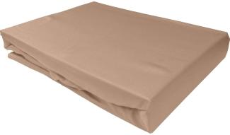 Bettwaesche-mit-Stil Mako-Satin Spannbettlaken hellbraun 70x200cm