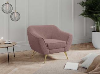 Klassisches Sofa aus Bouclé-Stoff mit goldenen Beinen - BUKLI - 1 Sitzer - Rosa Boucle