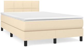 Boxspringbett mit Matratze & LED Creme 120x190 cm Stoff (Farbe: Creme)