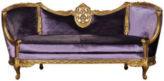 Casa Padrino Luxus Barock Samt Sofa Lila / Gold - Edles Handgefertigtes Wohnzimmer Sofa im Barockstil