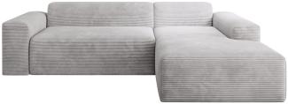 Juskys Sofa Vals Rechts mit PESO Stoff - L-Form Couch für Wohnzimmer - Ecksofa modern, bequem, klein - Eckcouch Sitzer - Cordsofa Hellgrau