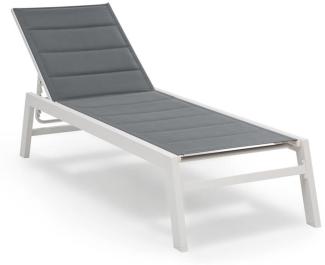 Renazzo Lounge Liegestuhl 70/30 PVC/PE Aluminium 6-Stufen Weiß Grau Weiß