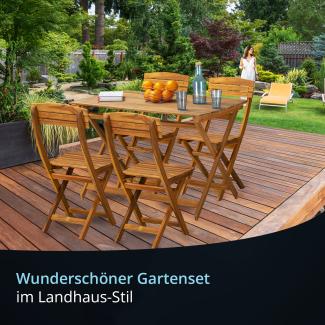 KHG Gartenset Set 2 Stühle & 1 Tisch aus Holz, klappbar, wetterfest, für Balkon & Garten, 120 kg belastbar, dunkelbraun