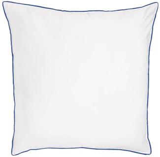 Traumschlaf Uni Kissenbezug White Collection Pipping | 70x90 cm | dark-blue