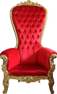 Casa Padrino Barock Thron Sessel Majestic Rot/Gold - Riesensessel -Thron Stuhl