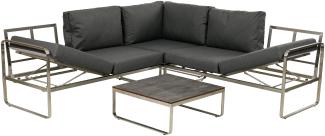 greemotion Lounge-Set Boston, 4-teilig, Edelstahl-Ecksofa-Set mit Tisch und Polstern, Gartenmöbel-Set, Loungemöbel-Set