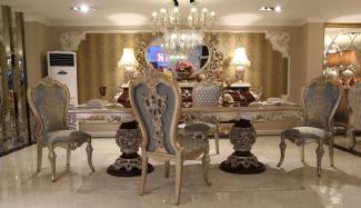 Casa Padrino Luxus Barock Esszimmer Set - 1 Esstisch & 8 Esszimmerstühle - Esszimmermöbel im Barockstil - Edel & Prunkvoll - Luxus Qualität