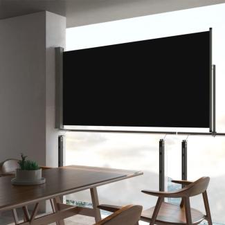 vidaXL Ausziehbare Seitenmarkise 80×300 cm Schwarz