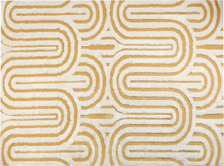 Teppich Baumwolle cremeweiß gelb 300 x 400 cm abstraktes Muster PERAI