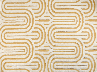 Teppich Baumwolle cremeweiß gelb 300 x 400 cm abstraktes Muster PERAI