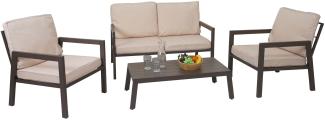 Garnitur HWC-L64, Gartenlounge Gartengarnitur Lounge-Set Sitzgruppe Sofa, Metall ~ Polster creme-weiß