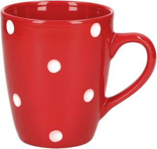 Emily 18tlg Frühstücksset 6 Personen rot weiße Punkte Teller Kaffeebecher Schalen Geschirrset
