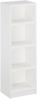 Erst-Holz Bücherregal, Holzregal in weiß, Kiefer massiv, Höhe 120 cm