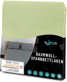 Dreamzie - Spannbettlaken 140x200cm - Baumwolle Oeko Tex Zertifiziert - Grün - 100% Jersey Bettwäsche 140x200