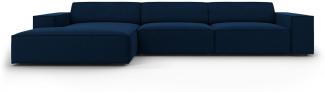 Micadoni 4-Sitzer Samtstoff Ecke links Sofa Jodie | Bezug Royal Blue | Beinfarbe Black Plastic