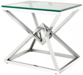 Casa Padrino Luxus Beistelltisch Edelstahl Nickel Finish 65 x 50 x H 60 cm - Tisch Möbel