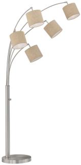 LED Stehlampe mehrflammig 5 Stoff Lampenschirme Leinen - 180cm groß