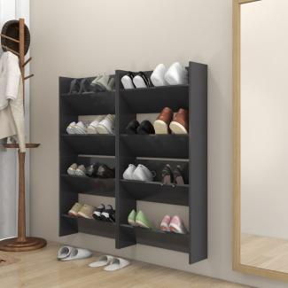 vidaXL Wand-Schuhschränke 4 Stk. Grau 60x18x60 cm Holzwerkstoff