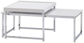 KADIMA DESIGN Couchtische 2er Set SILVANUS - Modernes Design, robuster Metallgestell, praktische Ablageflächen. Farbe: Weiß