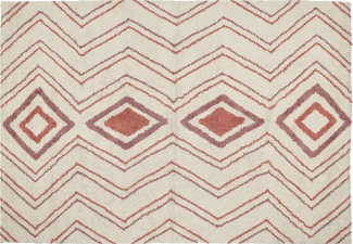 Teppich Baumwolle beige rosa 160 x 230 cm geometrisches Muster KASTAMONU