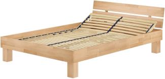 Erst-Holz Französisches Bett Futonbett Doppelbett 160x220 Massivholzbett Buche natur Rollrost V-60. 86-16-220 inkl. Federholzrahmen