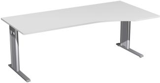 PC-Schreibtisch 'C Fuß Pro' rechts, feste Höhe 200x100x72cm, Lichtgrau / Silber