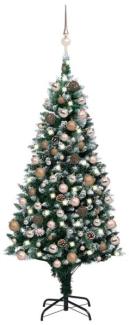 vidaXL Künstlicher Weihnachtsbaum mit LEDs Kugeln Zapfen 180 cm, Mit Beleuchtung [3077617]