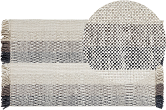 Teppich Wolle cremeweiß 80 x 150 cm Streifenmuster Kurzflor EMIRLER