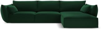 Micadoni 4-Sitzer Samtstoff Ecke rechts Sofa Kaelle | Bezug Bottle Green | Beinfarbe Black Plastic