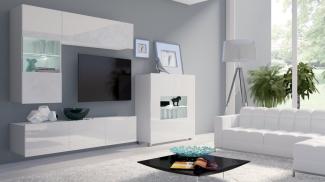 Designer Wohnwand Miro mit LED Weiß/Weiß