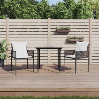 vidaXL 3-tlg. Garten-Essgruppe mit Kissen Poly Rattan und Stahl