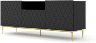 TV-Schrank Diuna 2D1K 145 cm schwarzer, mattierter Rahmen