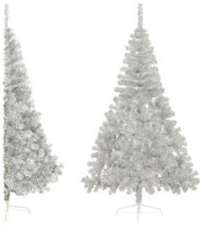 Künstlicher Halb-Weihnachtsbaum mit Ständer Silbern 210 cm PVC