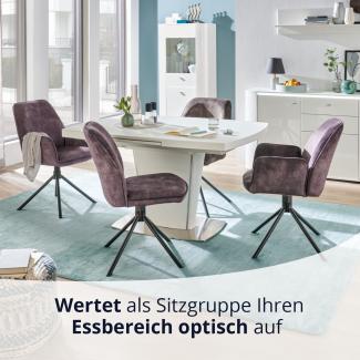 KHG Esszimmerstühle 6er Set, Küchenstuhl Velours Anthrazit, Stuhlbeine Metall lackiert, Polsterstuhl, Essstuhl, Stuhl, für Esszimmer Küche Büro