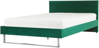 Polsterbett 'BELLOU' aus Samtstoff mit Lattenrost Grün 160x200cm