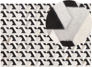 Teppich Kuhfell schwarz / grau 160 x 230 cm Patchwork Kurzflor NARMAN