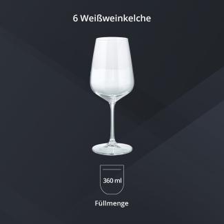 Peill+Putzler Germany 6er Set Weißweinkelche, 360 ml Volumen, Stabiler Fuß, Kristallgläser mit einem schlichten Design, Weingläser für Wasser, Saft & Cocktail, Trinkgläser