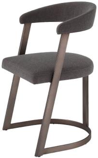Casa Padrino Designer Stuhl mit Armlehnen Grau-Braun / Bronzefarben 52 x 49 x H. 78 cm - Esszimmerstuhl - Bürostuhl - Luxus Designer Möbel