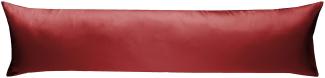 Mako-Satin Baumwollsatin Bettwäsche Uni einfarbig zum Kombinieren (Seitenschläferkissen Bezug 40 x 200 cm, rot)