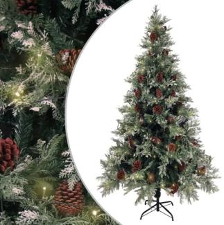vidaXL Weihnachtsbaum mit LEDs & Zapfen Grün & Weiß 195 cm PVC & PE