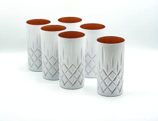 Nachtmann Noblesse 6er-Set White Edition Longdrinkgläser 375 ml I spülmaschinenfest I Trinkglas coloured by EKM (weiß/kupfer) + 6er-Set EKM Living Glastrinkhalme