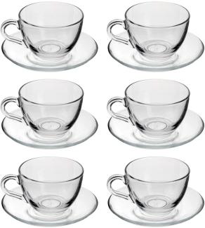 Pasabahce Dajar 6er Set Teegläser-Set Kaffee Basic Cup 12-Teilig mit Unterteller transparent