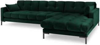 Micadoni 5-Sitzer Samtstoff Ecke rechts Sofa Mamaia | Bezug Bottle Green | Beinfarbe Black Metal