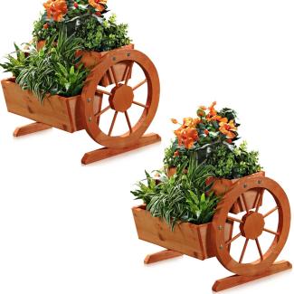 2x Blumenkübel + Räder und 2 Pflanzkasen Pflanzgefäß Balkon Pflanztrog Garten