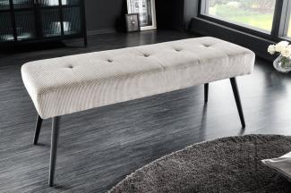 Moderne Sitzbank BELLE 100cm hell-grau Cord schwarzes Gestell