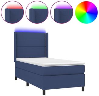 Boxspringbett mit Matratze & LED Blau 80x200 cm Stoff (Farbe: Blau)