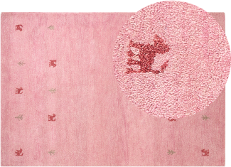 Gabbeh Teppich Wolle rosa 140 x 200 cm Tiermuster Hochflor YULAFI